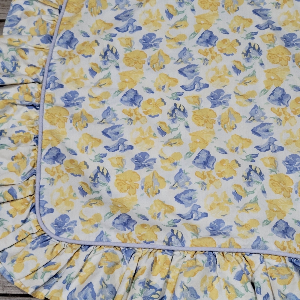 Laura Ashley Charlotte confetti yellow blue ruffled border pillow sham standard - Picture 2 of 12